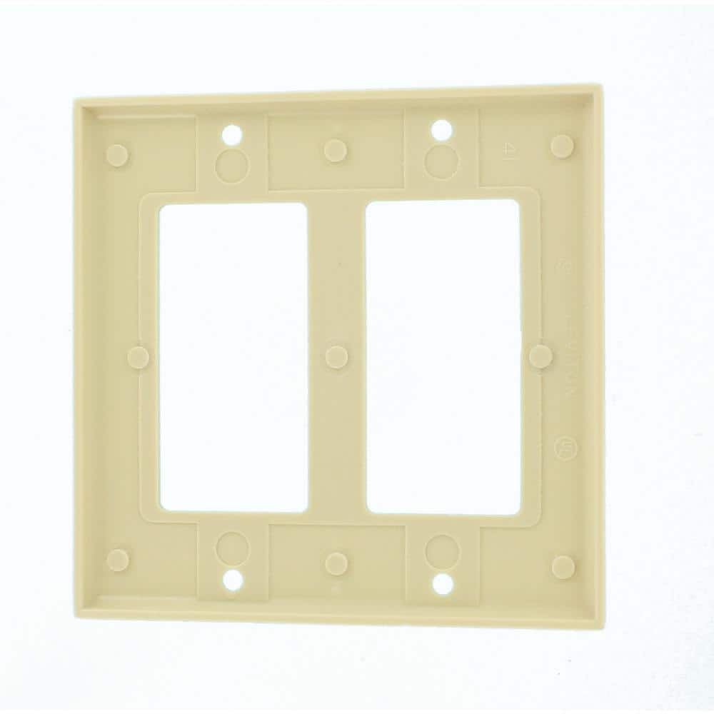 Ivory 2-Gang Thermoset Decora Wallplate with Mounting Kit