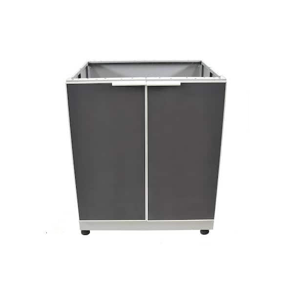Aluminum Slate Gray 30 in. x 25.25 in. 37.25 in. 2-Door Outdoor Kitchen Cabinet