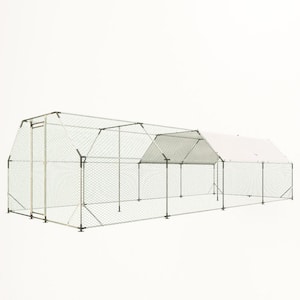 Anky 76.32 in. H x 308.16 in. W x 119.28 in. D Metal Poultry Fencing, Large Chicken Coop Poultry Cage in Silver