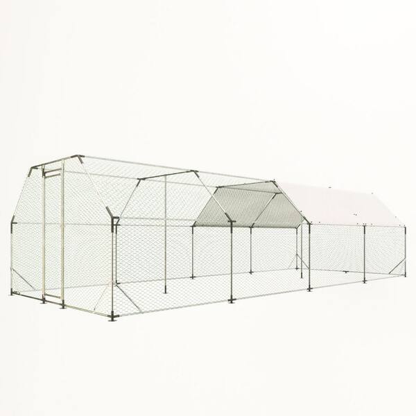 Miscool Anky 76.32 in. H x 308.16 in. W x 119.28 in. D Metal Poultry Fencing, Large Chicken Coop Poultry Cage in Silver