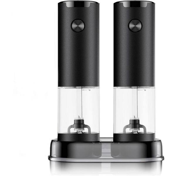 Electric Salt and Pepper Grinder Set Adjustable Coarseness Upgraded Transparent Large Capacity with LED Light