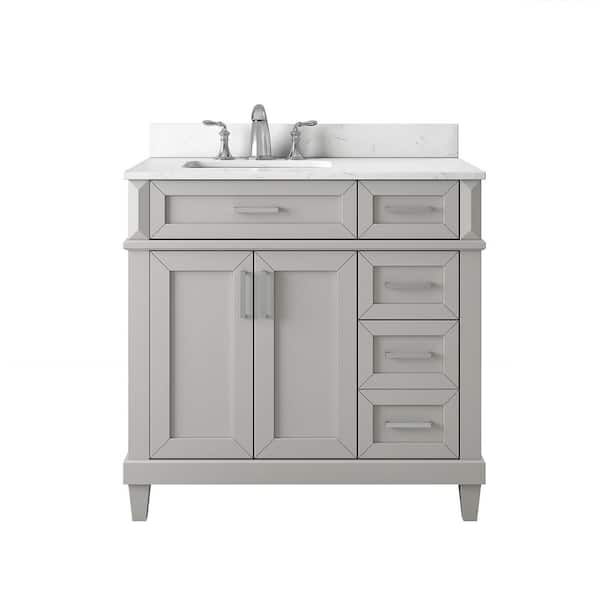 Talmore 36 in. Single Sink Sky Grey Bath Vanity with White Engineered Carrara Top (Assembled)