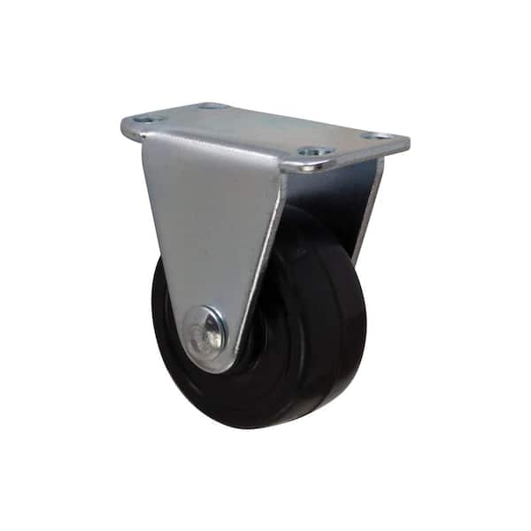 Everbilt 1-1/2 in. Black Soft Rubber and Steel Rigid Plate Caster with 40  lb. Load Rating 49490 - The Home Depot