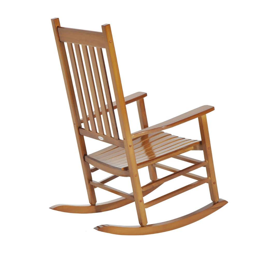 Natural Poplar Wood High Back Rocking Chair with Armrests