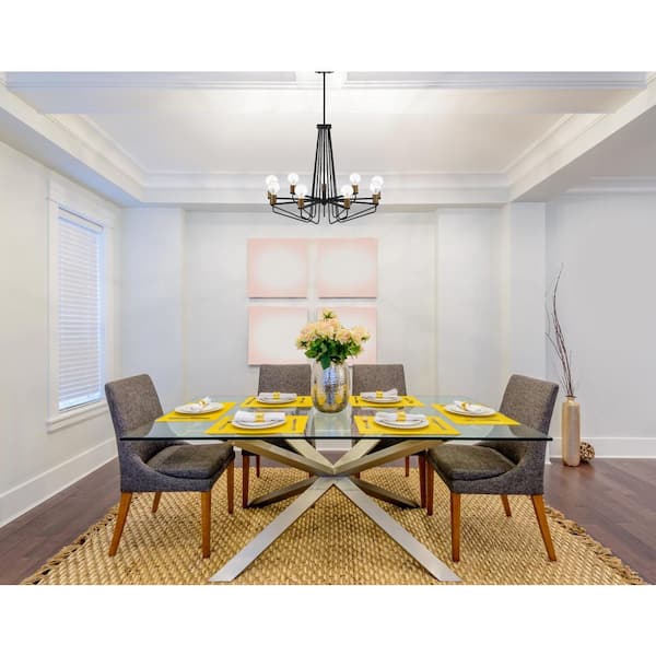 Ravella 9-Light Black Industrial Candle Chandelier for Dining Areas with No Bulbs Included