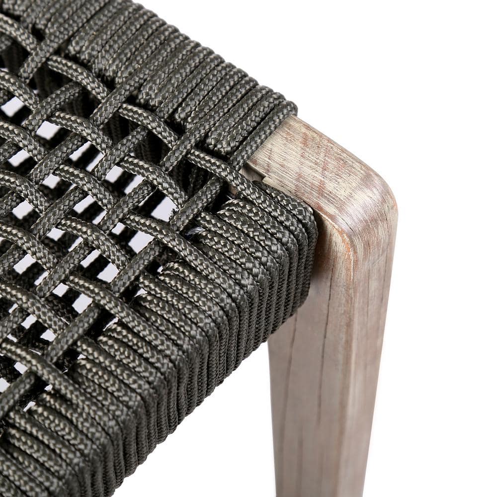 Black Rope and Eucalyptus Outdoor Dining Arm Chairs, Set of 2