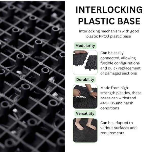 Waterproof Outdoor All Weather Anti-slip 1 ft. x 1 ft. Plastic Deck Tile in Black (Pack of 60)