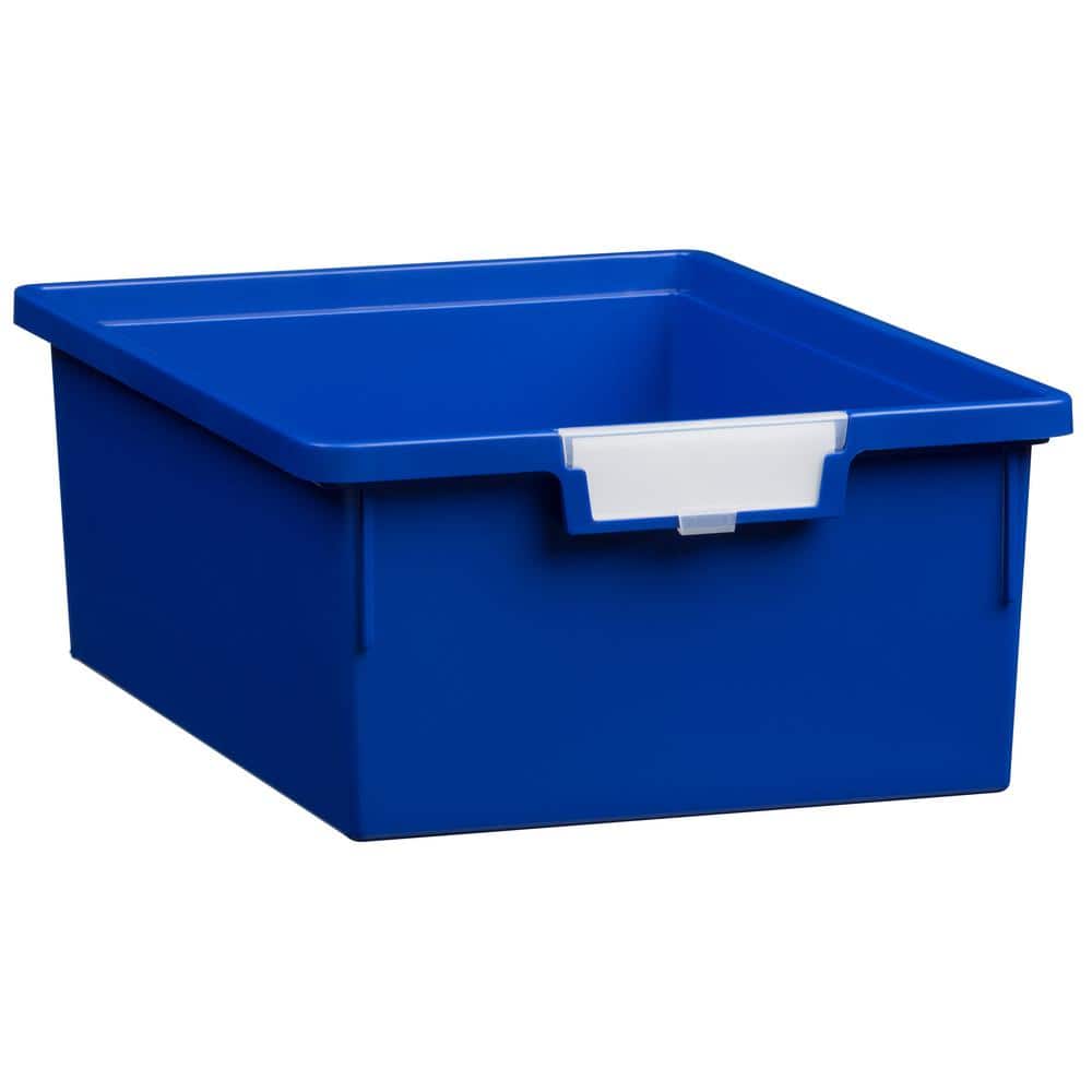 4 Gal. 6 in. Slim Line Double Depth Storage Tote in Primary Blue