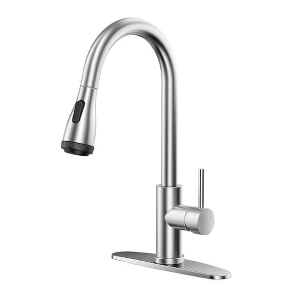 Flynama 4-Mode Pull Down Touchless Stainless Steel Kitchen Faucet in Brushed Nickel