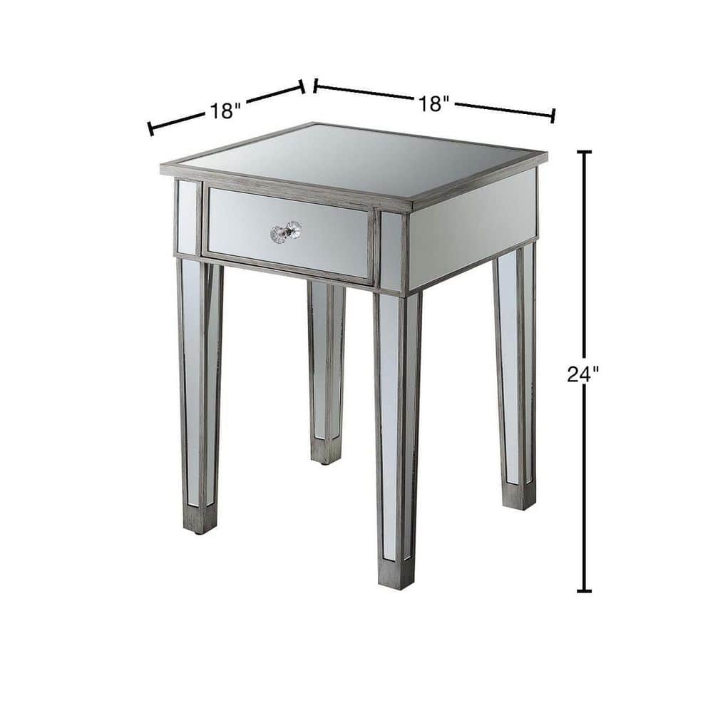 Gold Coast 18" Square Mirrored End Table with Storage