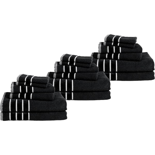 Lavish Home 18-Piece Black Cotton Towel Set