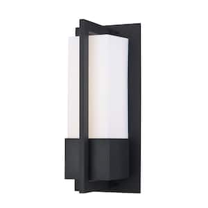 Venue 12 in. Black Integrated LED Outdoor Wall Light Fixture with Acrylic Shade