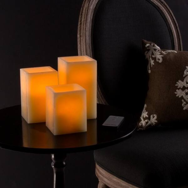 null 6 in. H Square LED Flameless Candle with Remote (3-Pack)