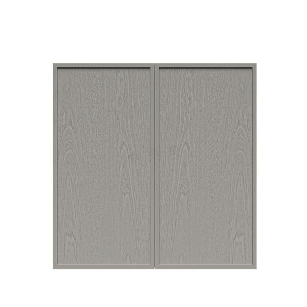 LIFEART CABINETRY Slim Shaker Assembled 24 in. W x 36 in. H x 12 in. D Wall Kitchen Cabinet in Gray