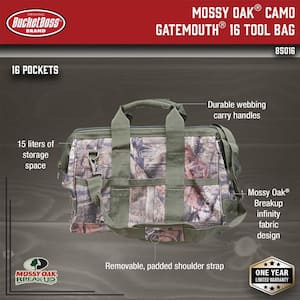 Mossy Oak Breakup Camo Gatemouth 16 in. Tool Bag with 16 Pockets