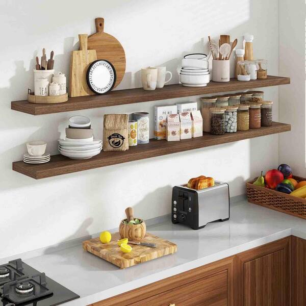 72 in. W x 8 in. D Walnut Floating Shelves Decorative Wall Shelf
