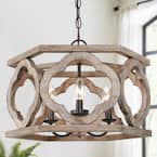 LNC Modern Farmhouse Antique Wood Candlestick Chandelier, 4