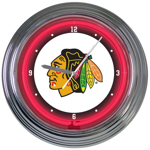 The Memory Company 15 in. NHL License Chicago Blackhawks Neon Wall Clock-DISCONTINUED