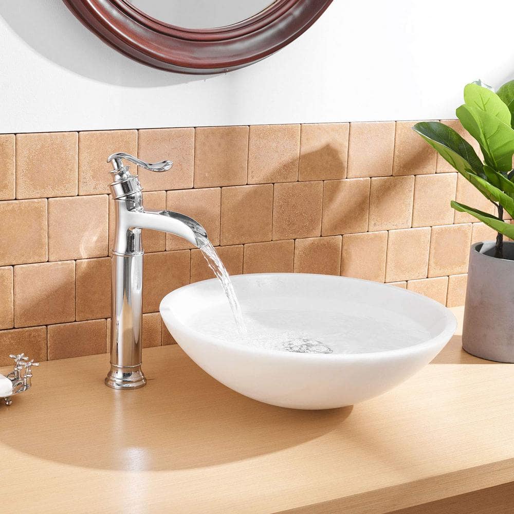 Polished Chrome Single Handle Waterfall Bathroom Faucet with Pop-Up Drain