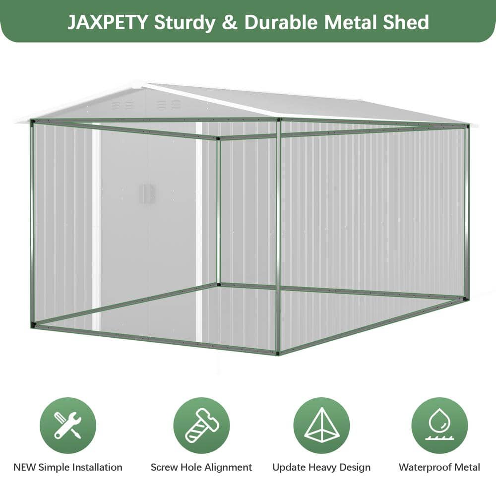 HOGYME 8'x12' Black Galvanized Steel Outdoor Storage Shed