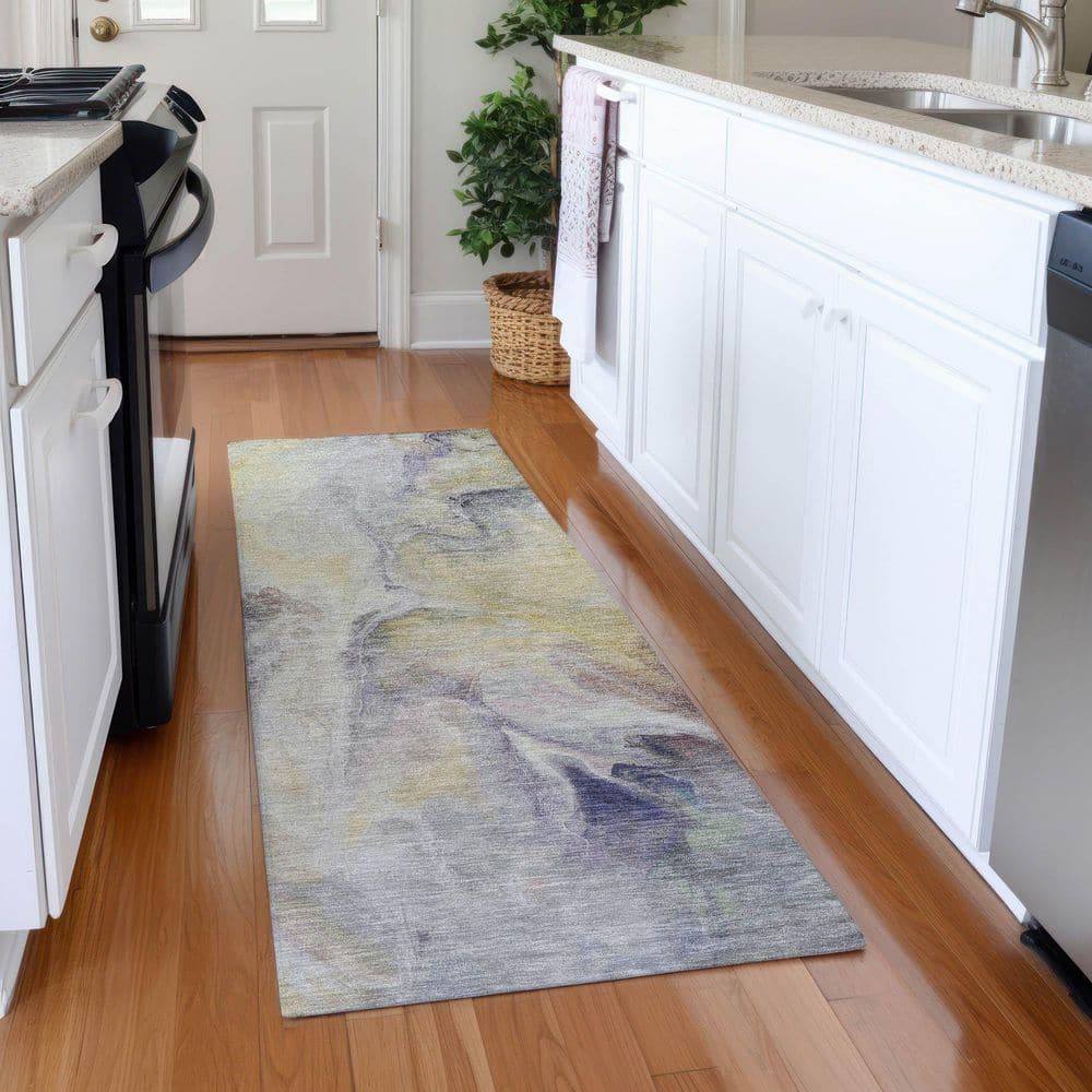 Mayfield Premium Machine Washable Abstract AMF1679 Gold 2 ft. 3 in. x 7 ft. 6 in. Runner Rug price history on PriceWatchPro