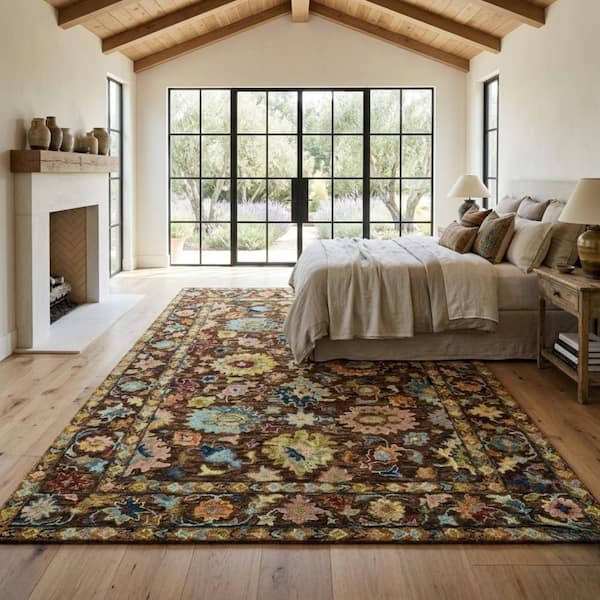 Jackson 5 x 8 Brown Traditional Pattern Area Rug for High Traffic Living Room Dining Room Bedroom