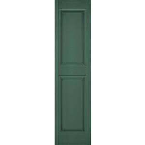 14-1/2 in. x 67 in. Lifetime Vinyl Custom 2 Equal Raised Panel Shutters Pair Forest Green