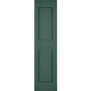 14-1/2 in. x 71 in. Lifetime Vinyl Custom 2 Equal Raised Panel Shutters Pair Forest Green