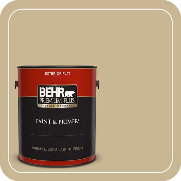 BEHR PREMIUM PLUS 1 gal. #MQ2-30 Spring Wheat Flat Exterior Paint & Primer