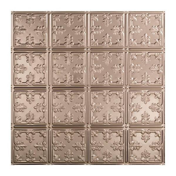 Fasade Traditional Style #10 2 ft. x 2 ft. Vinyl Lay-In Ceiling Tile in Brushed Nickel