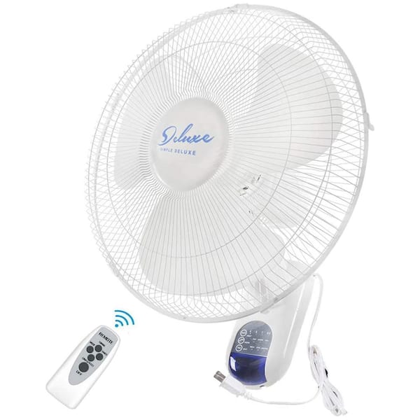 Tafole 16 in. 3-Speeds Wall Fan in White with Remote Control