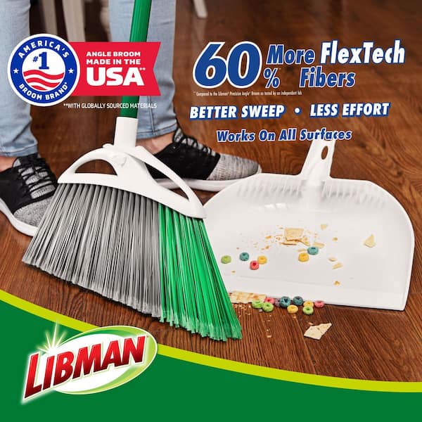 15 in. Extra-Large Precision Angle Broom and Dustpan Set with Steel Handle