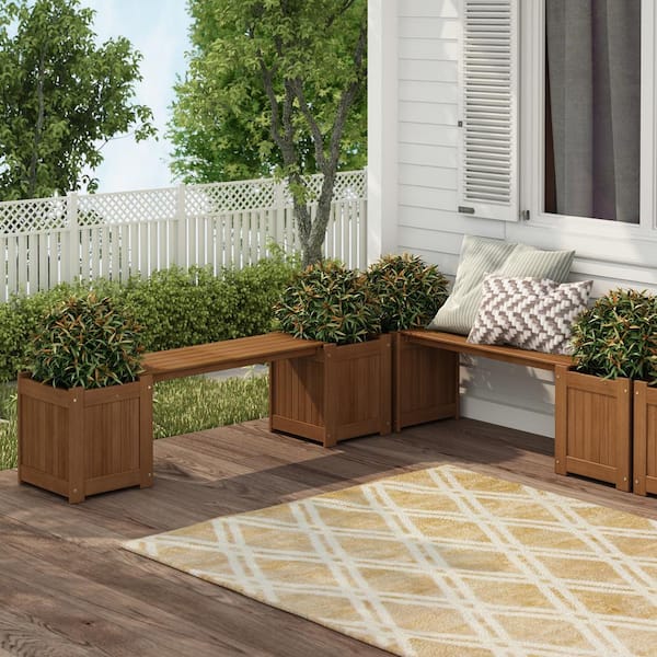 Furinno Tioman Natural Hardwood Planter Box FG16011 - The Home Depot