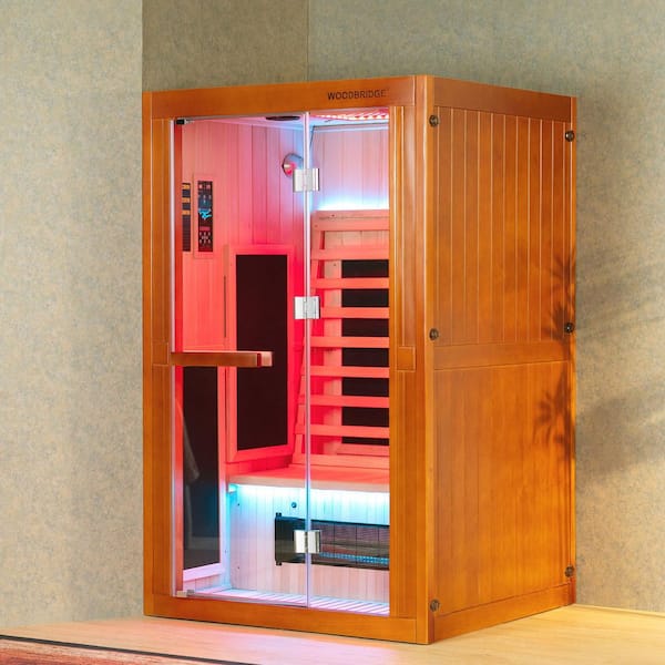2-Person Indoor Canadian Hemlock FAR Infrared Sauna with 8-Carbon Fiber Heaters,Red Light Therapy,Chromotherapy Lighting