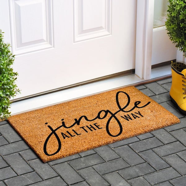 Christmas Door Mat Outdoor for Front Door Decorations , Red Farm Truck  Merry Christmas Tree Doormat,Winter Christmas Holiday Welcome Floor Mat Rug  Entryway for Front Porch Farmhouse Decor, 30 x 17 