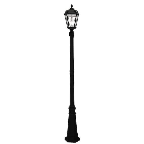 Royal Bulb Series 1-Light Black Outdoor Weather Resistance Integrated LED Solar Lamp Post Light Set with Light Bulb