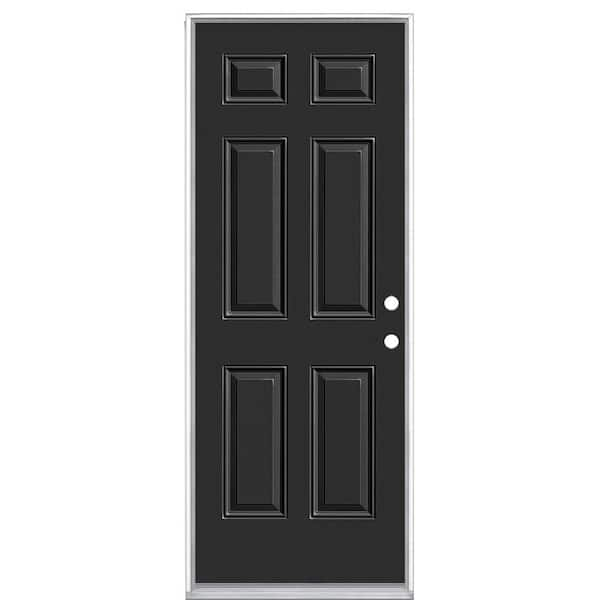 Masonite 30 in. x 80 in. 6-Panel Left Hand Inswing Painted Steel Prehung Front Exterior Door No Brickmold