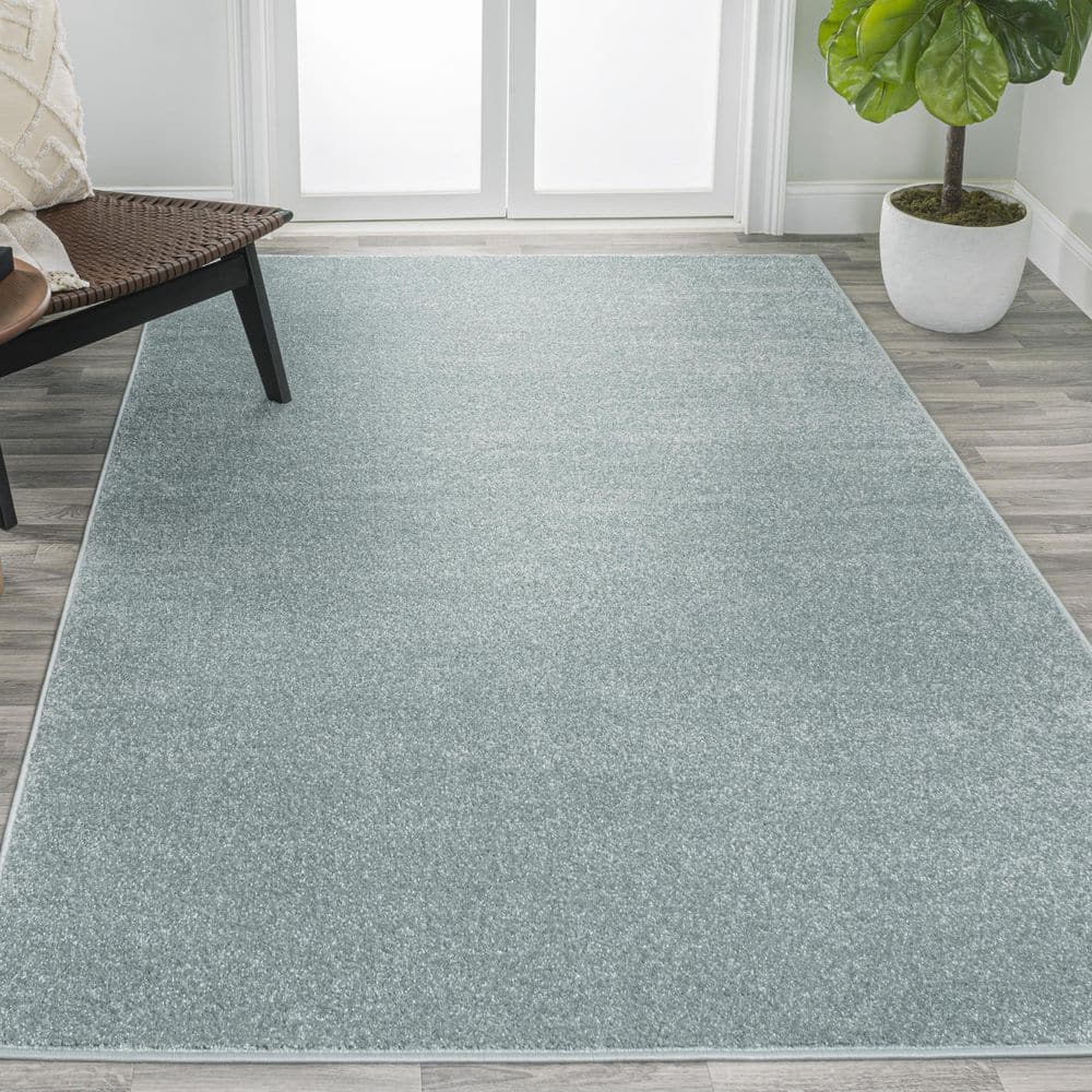 Light Blue Synthetic Low-Pile 8 x 10 Area Rug