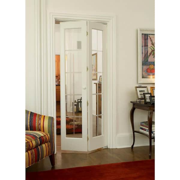 Pinecroft 31.5 in. x 78.625 in. Pantry Glass Over Raised 1/2-Lite  Decorative Panel Pine Interior Wood Bi-fold Door 874628 - The Home Depot