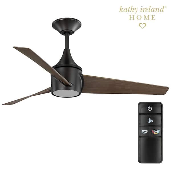 Kathy Ireland Pacifico 52 in. Outdoor Oil-Rubbed Bronze Ceiling Fan with Remote and Integrated Adjustable Color Temperature LED Light