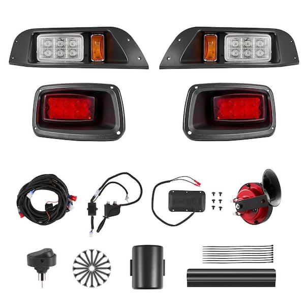 Golf Cart Light Kit, 12 Volt, Street Legal LED Headlight and Tail Light Kit with Wiring Harness, Turn Signals, Cable
