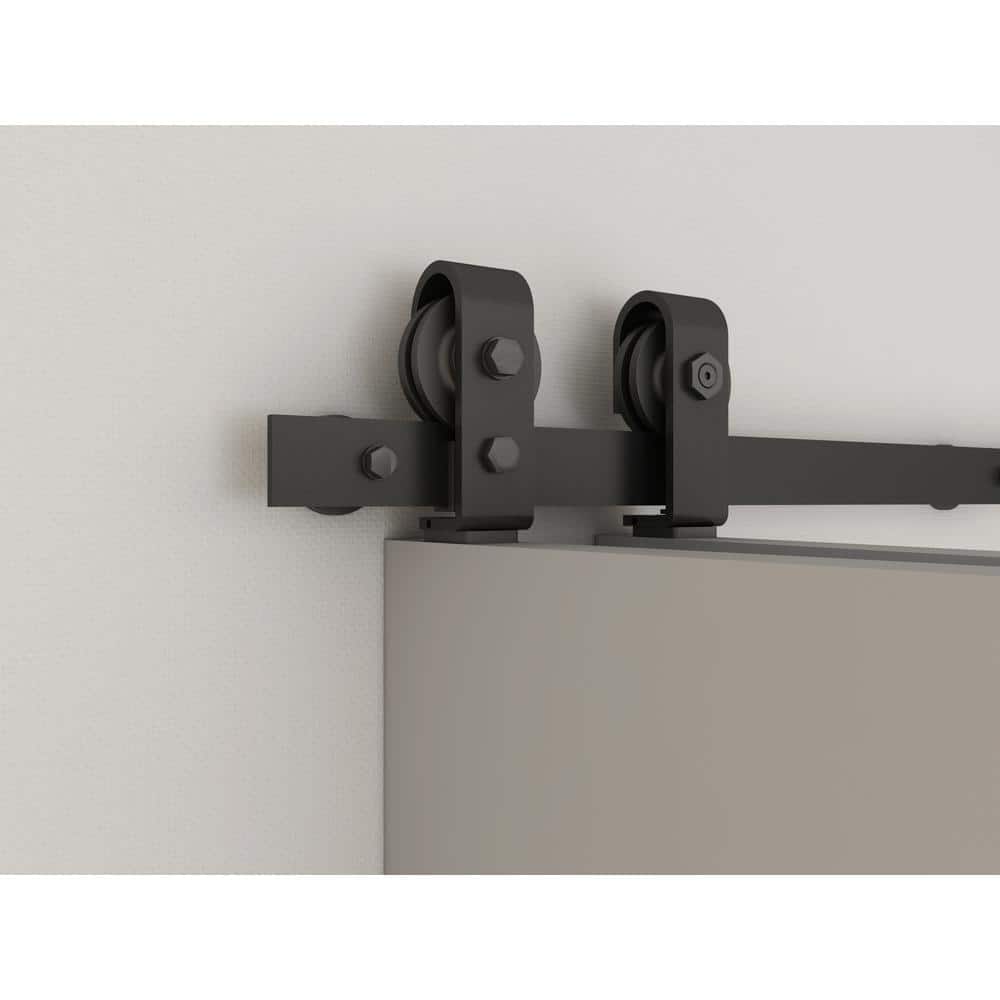 Black MDF Composite Double Bi-Fold Barn Doors with Installation Hardware Kit