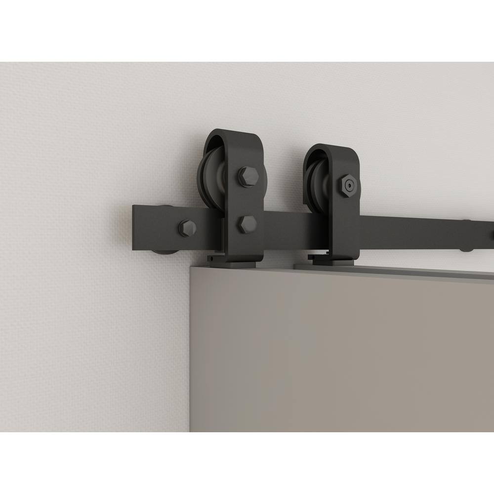 Light Gray MDF Double Bi-Fold Barn Door with Black Hardware