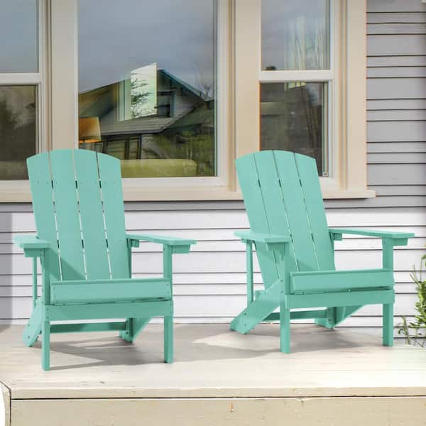 JOYESERY Apple Green Weather Resistant HIPS Plastic Adirondack Chair for Outdoors (2-Pack)
