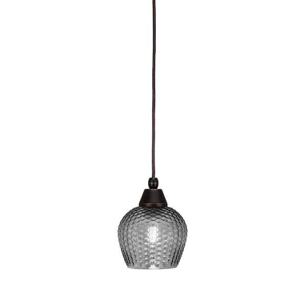 Unbranded Bryson 6 in. 1-Light Dark Granite Cord Pendant Light with 6 in. Smoke Textured Glass Shade, no bulb included