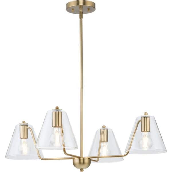 Progress Lighting Avec 30 in. 4-Light Brushed Gold Contemporary Pendant