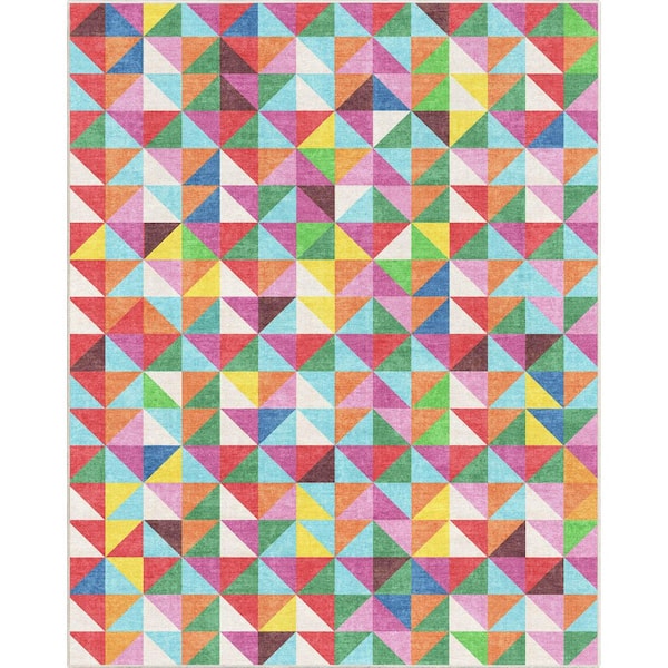 Crayola Modern Tile Modern, Geometric, Kids, Multi Color 5 ft. 3 in. x 7 ft. 3 in., Area Rug