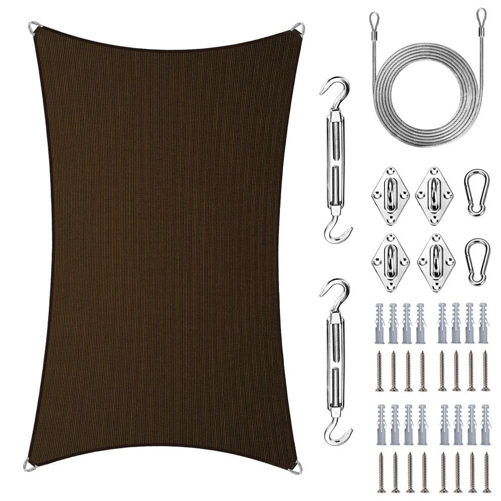 Pro Ring 12 ft. x 16 ft. Rectangle Sun Shade Sail with Hardware Kit and Rope-Brown price history on PriceWatchPro