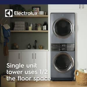 4.5 cu. ft. Stacked Washer and 8.0 cu. ft. Gas Dryer Laundry Tower in Titanium with SmartBoost Premixing, Energy Star