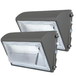 800- Watt-Equivalent 120-277Volt Integrated LED Bronze Dusk to Dawn Wall Pack Light, 5000K 16000LM, （2Pack）